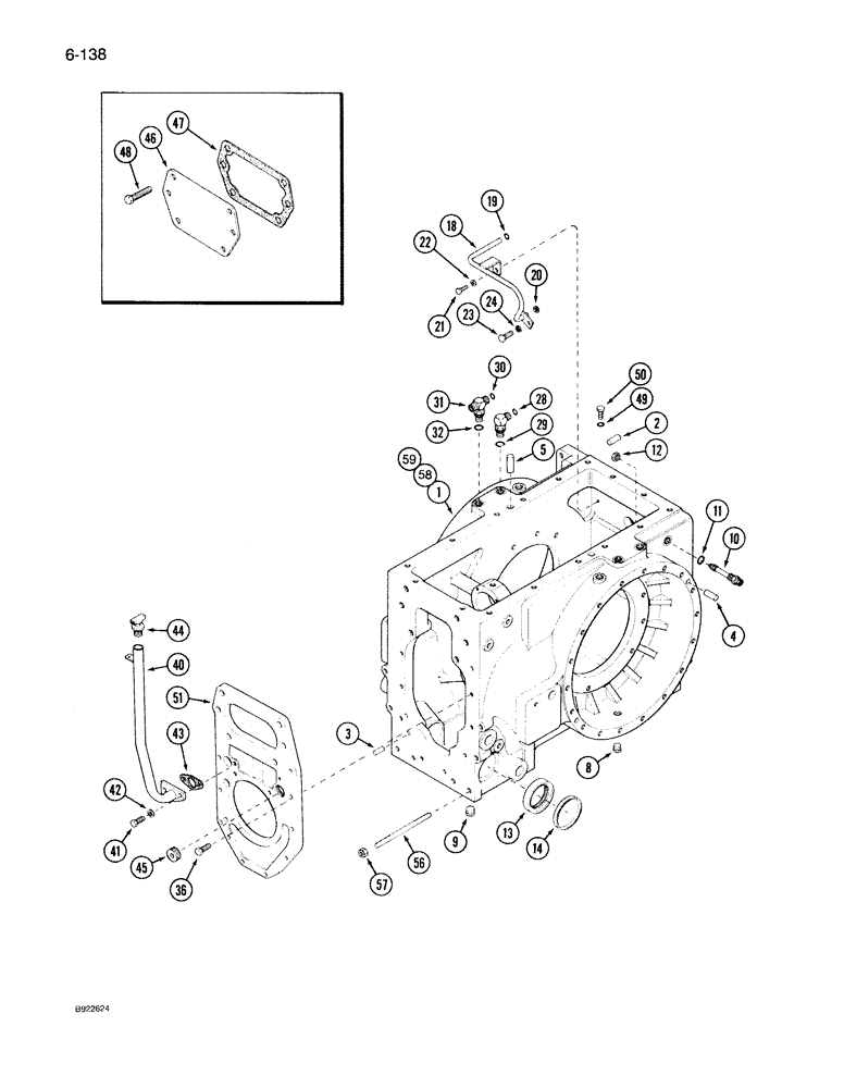 Схема запчастей Case IH 7140 - (6-138) - REAR AXLE HOUSING, PRIOR TO TRANSMISSION S/N AJB0014372 (06) - POWER TRAIN