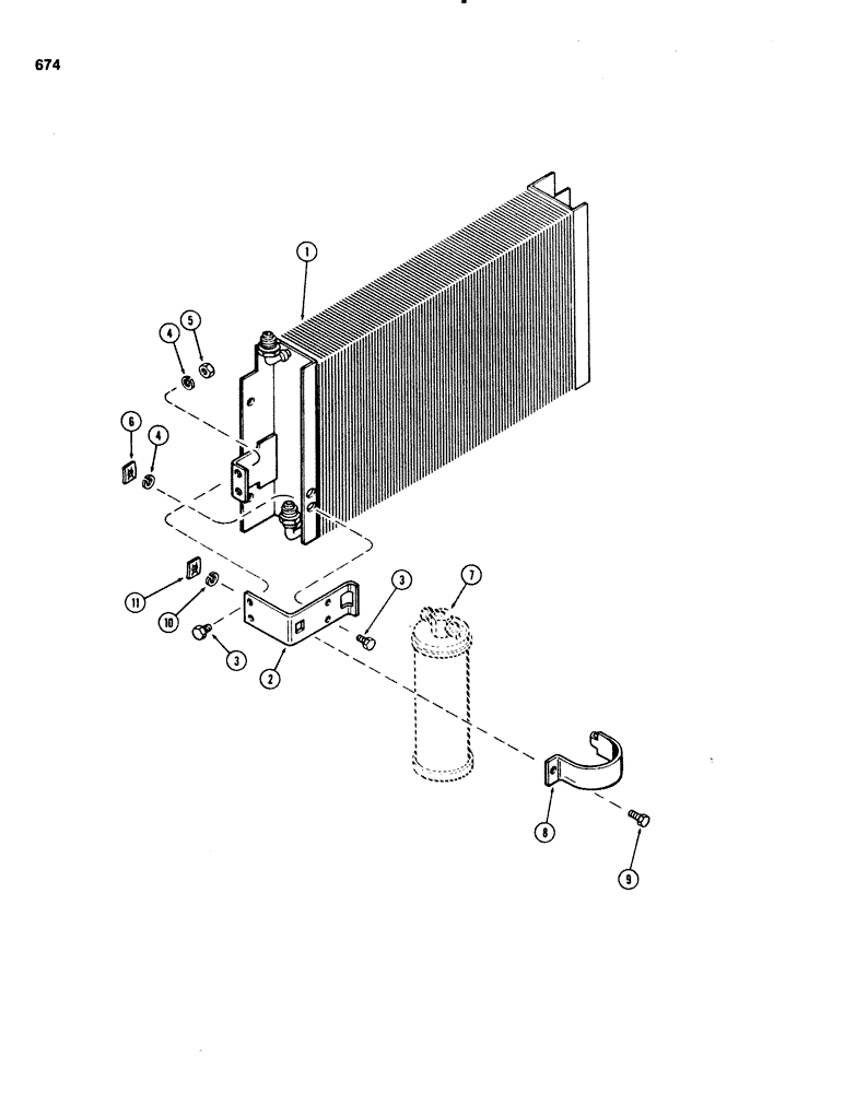 Схема запчастей Case IH 1070 - (0674) - AIR CONDITIONER, CONDENSER AND RECEIVER DRYER, 1ST USED TRACTOR SERIAL NUMBER 8810656 (09) - CHASSIS/ATTACHMENTS