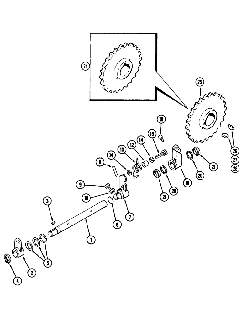 Схема запчастей Case IH 2090 - (6-280) - PARKING LOCK SHAFT AND GEAR, PRIOR TO TRANSMISSION SERIAL NUMBER 10237494 (06) - POWER TRAIN