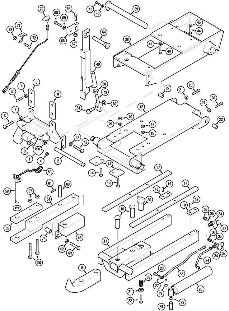 Схема запчастей Case IH MX120 - (09-69) - AUTOMATIC HITCH (09) - CHASSIS/ATTACHMENTS