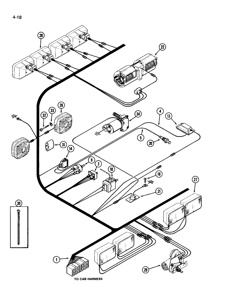 Схема запчастей Case IH 3594 - (4-018) - CAB HEADLINER WIRING (04) - ELECTRICAL SYSTEMS