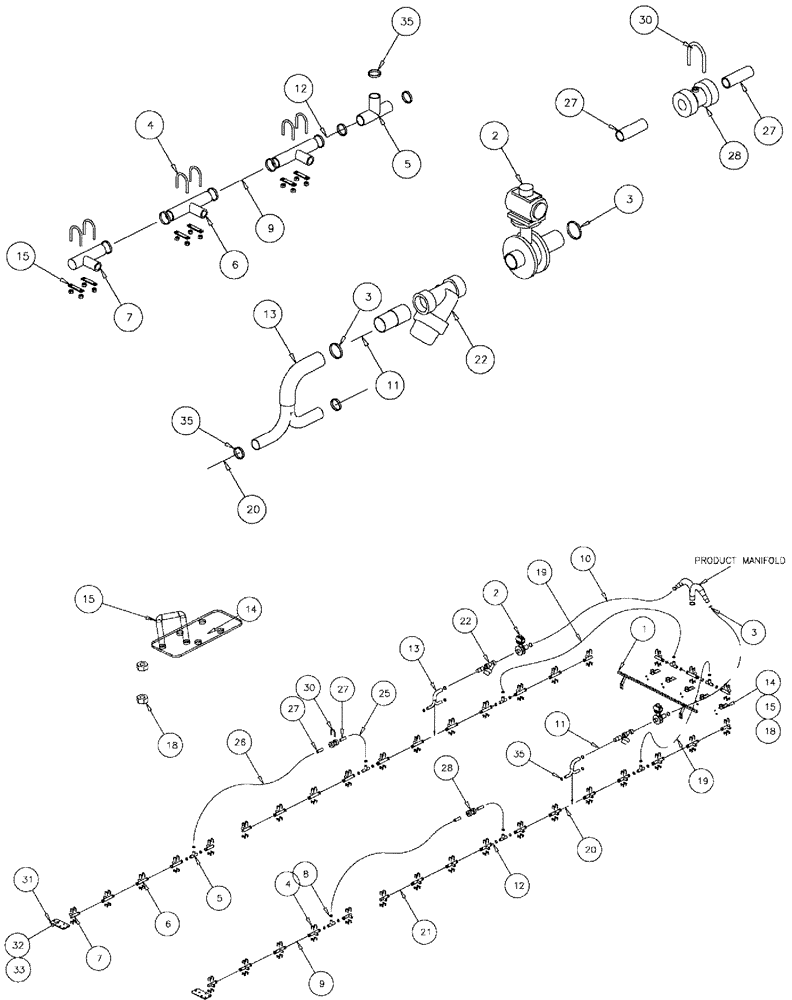 Схема запчастей Case IH 610 - (05-050) - NOZZLE CIRCUIT, 60/85 BOOM, 3 SECTION, 30" SPACING Liquid Plumbing