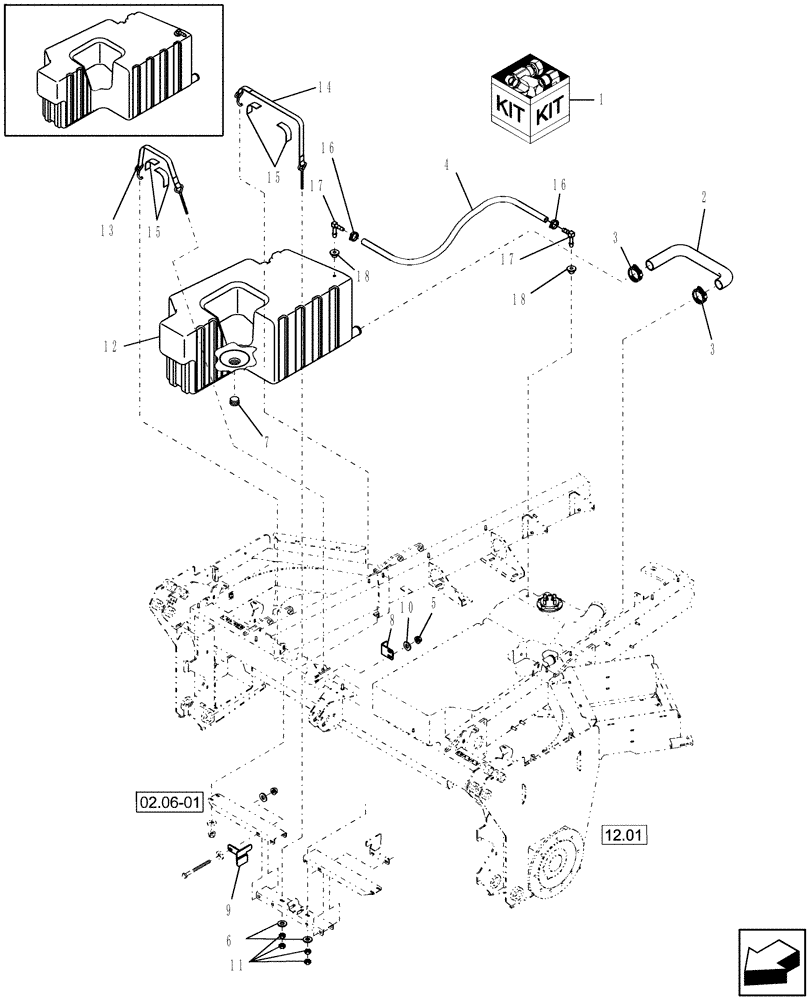 Схема запчастей Case IH WDX1202S - (18.23) - AUXILIARY FUEL TANK KIT Attachments