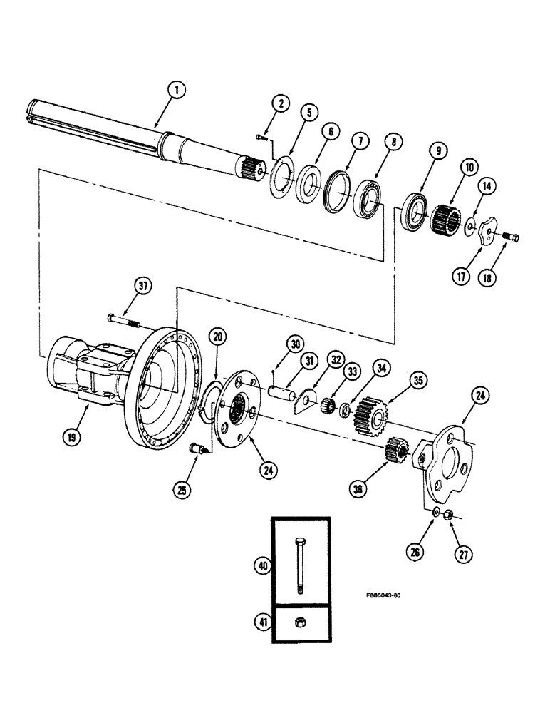 Схема запчастей Case IH 9150 - (6-086) - AXLE ASSEMBLY, AXLE SHAFT AND HOUSING, K592 BAR AXLE (06) - POWER TRAIN