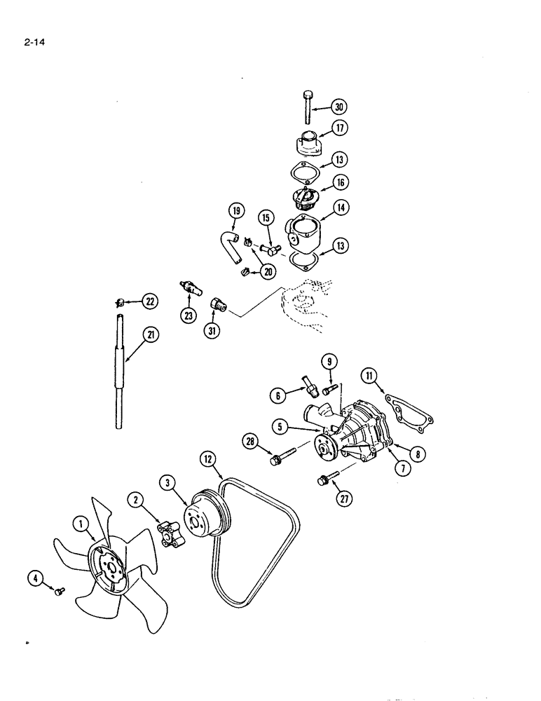 Схема запчастей Case IH 1120 - (2-14) - WATER PUMP (02) - ENGINE