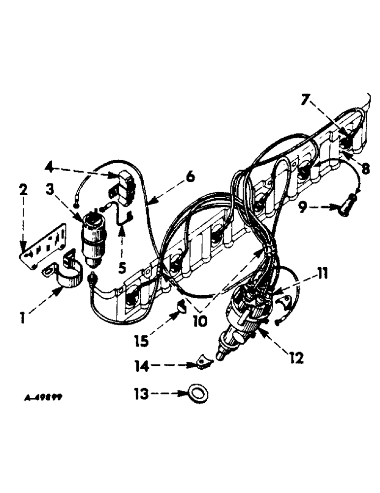 Схема запчастей Case IH 303 - (359) - BD-220 ENGINE, 3-9/16 X 3-11/16, SPARK PLUGS, COIL, CABLES AND DISTRIBUTOR (10) - ENGINE