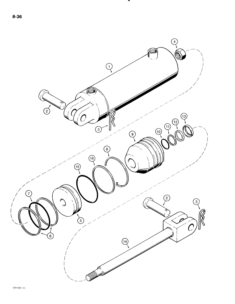 Схема запчастей Case IH 475 - (8-36) - TRANSPORT LIFT CYLINDER -548003R92 (08) - HYDRAULICS