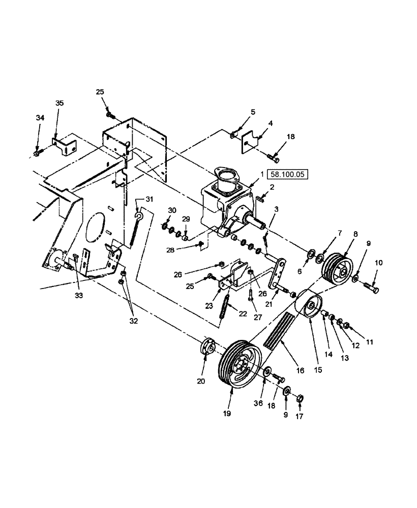 Схема запчастей Case IH RD162 - (58.100.04) - BELT DRIVE (58) - ATTACHMENTS/HEADERS