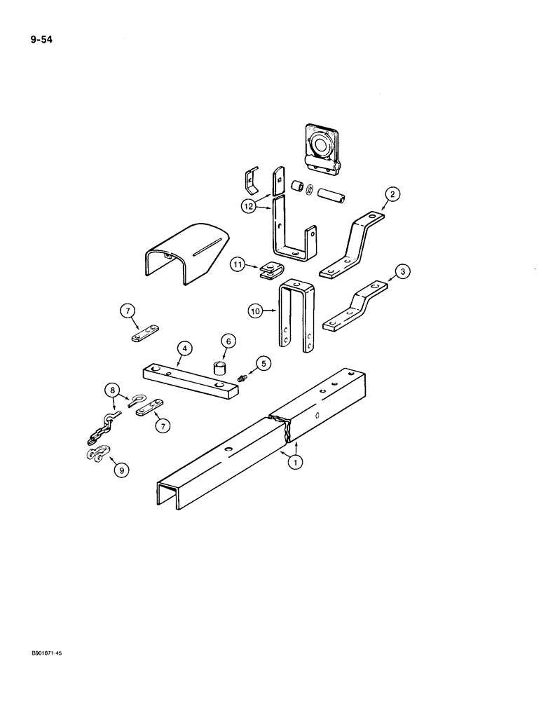Схема запчастей Case IH 1100 - (9-54) - HITCH AND TONGUE/HYDRAULIC CYLINDER ATTACHING PARTS, 1100 MOWER (09) - CHASSIS/ATTACHMENTS