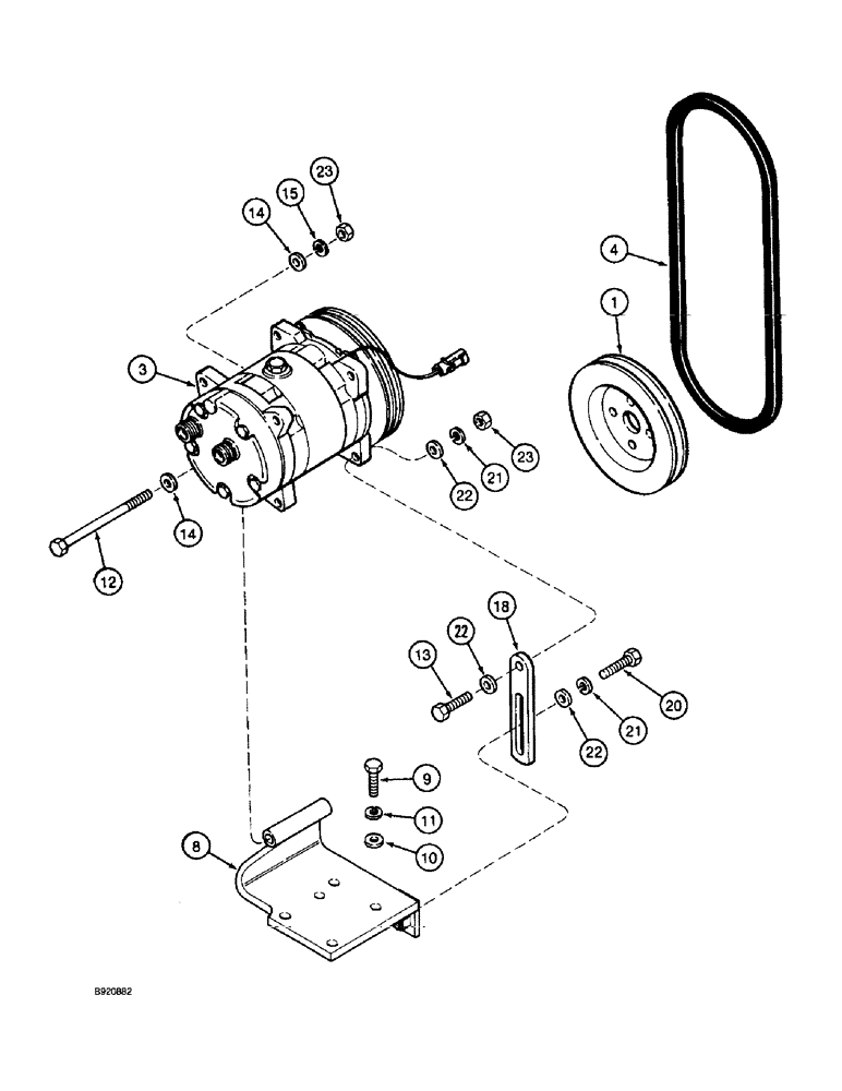 Схема запчастей Case IH 1800 - (9D-32) - COMPRESSOR MOUNTING AND PULLEY (10) - CAB & AIR CONDITIONING