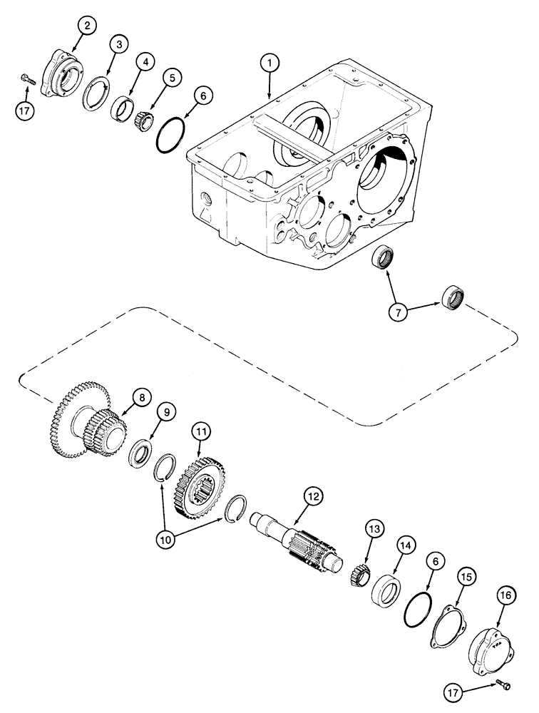 Схема запчастей Case IH 2155 - (6-40) - TRANSMISSION ASSEMBLY, DIFFERENTIAL PINION SHAFT AND GEARS (03) - POWER TRAIN