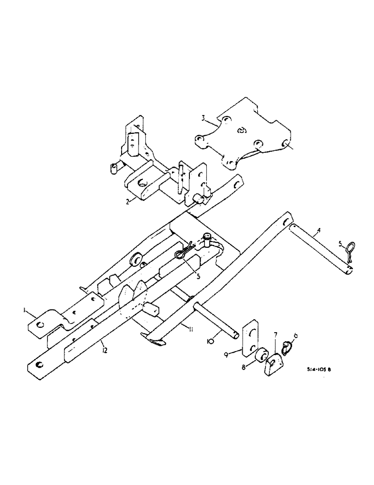 Схема запчастей Case IH 574 - (09-020) - THREE POSITION DRAWBAR (12) - FRAME