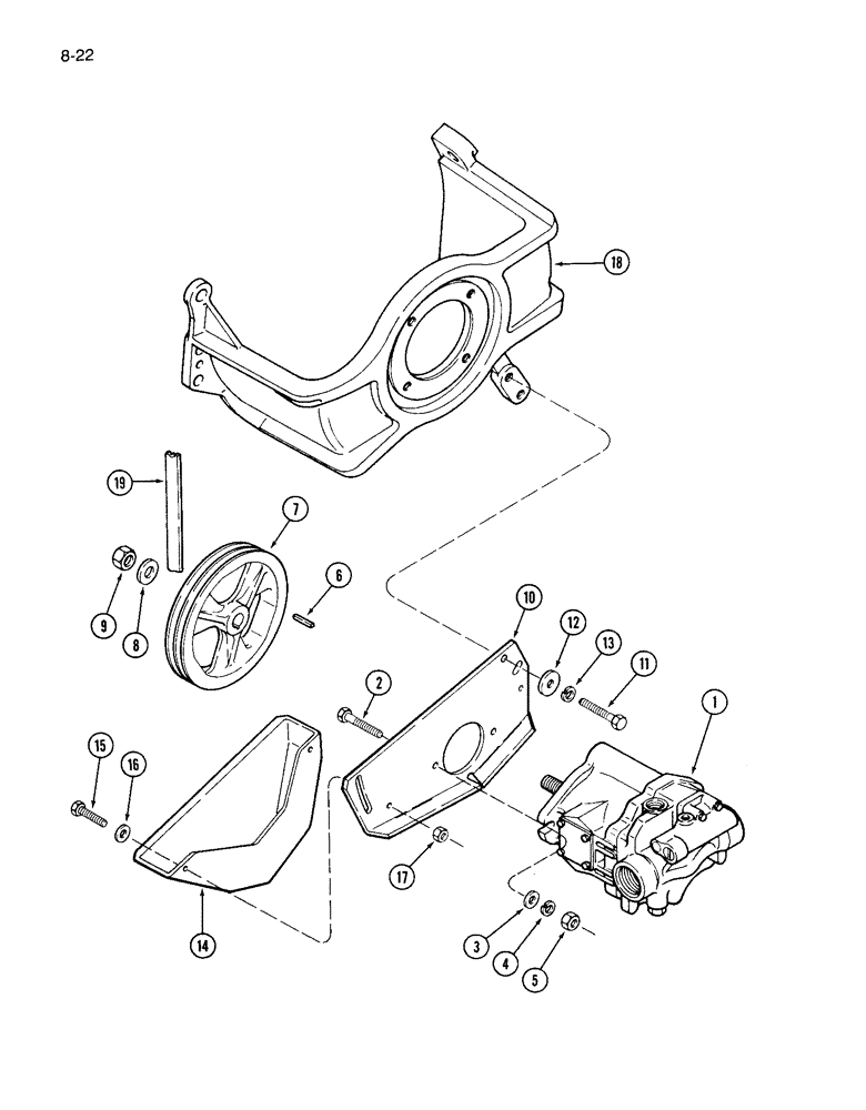 Схема запчастей Case IH 1822 - (8-22) - HYDRAULIC PUMP MOUNTING (07) - HYDRAULICS