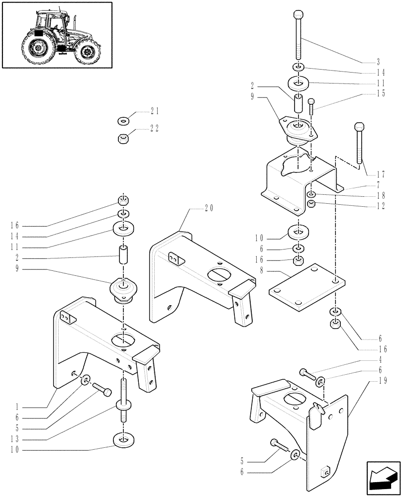 Схема запчастей Case IH JX60 - (1.87.0[01]) - CAB SUPPORTS (08) - SHEET METAL