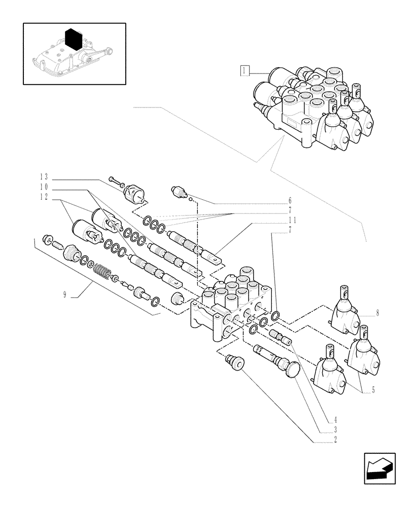 Схема запчастей Case IH JX95 - (1.82.7/02C) - 3 CONTROL VALVES (1 S/D W/KICK OUT W/FLOAT W/FLOW CONTROL + 1 D W/KICK OUT W/FLOAT + 1 D) (07) - HYDRAULIC SYSTEM