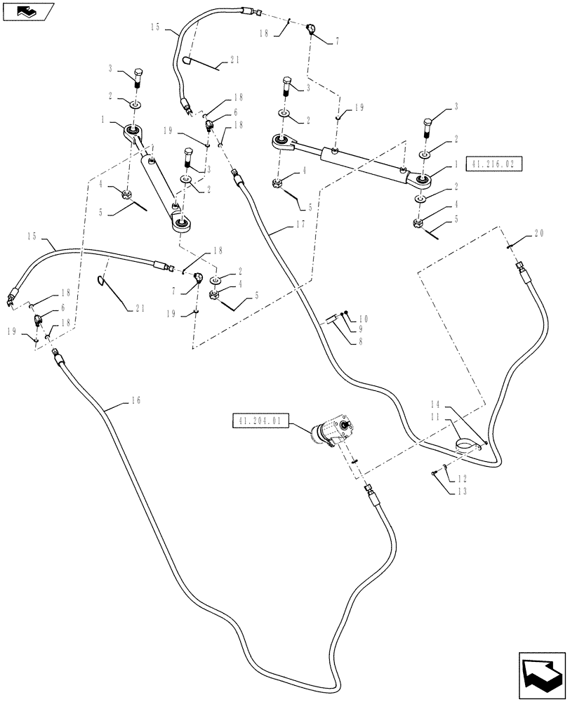 Схема запчастей Case IH TITAN 3530 - (41.216.01) - STEERING LINES (41) - STEERING