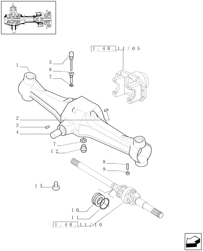 Схема запчастей Case IH JX90 - (1.40.11/01) - (VAR.385) STANDARD FRONT AXLE W/LIMITED SLIP DIFF, W/ FRONT BRAKES (40KM/H) - BOX (04) - FRONT AXLE & STEERING