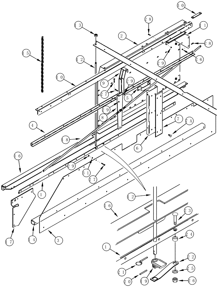 Схема запчастей Case IH 2555 - (09D-05) - LID - BASKET - LEFT HAND WALL (16) - BASKET