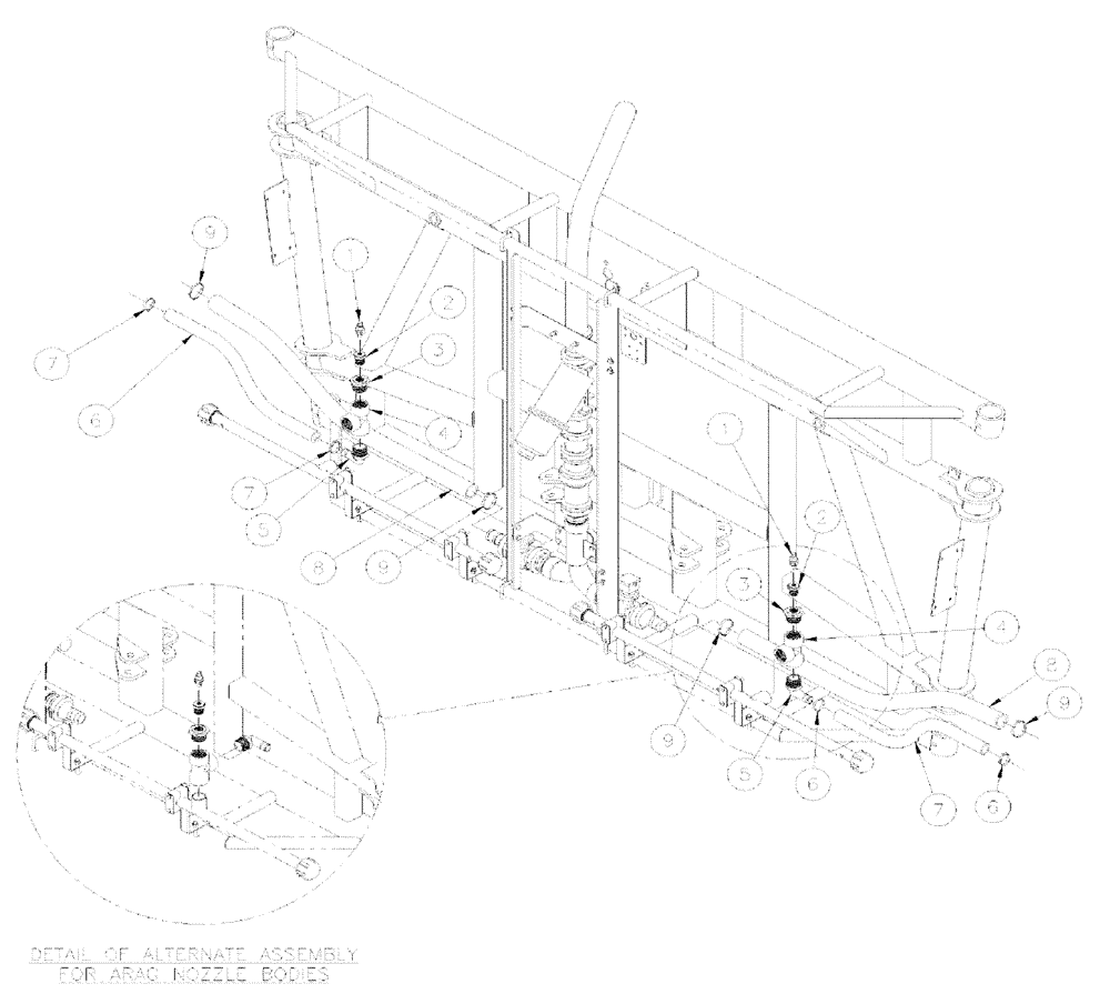 Схема запчастей Case IH SPX4260 - (09-028) - BOOM PLUMBING GROUP, 6 SECTION CENTER Liquid Plumbing