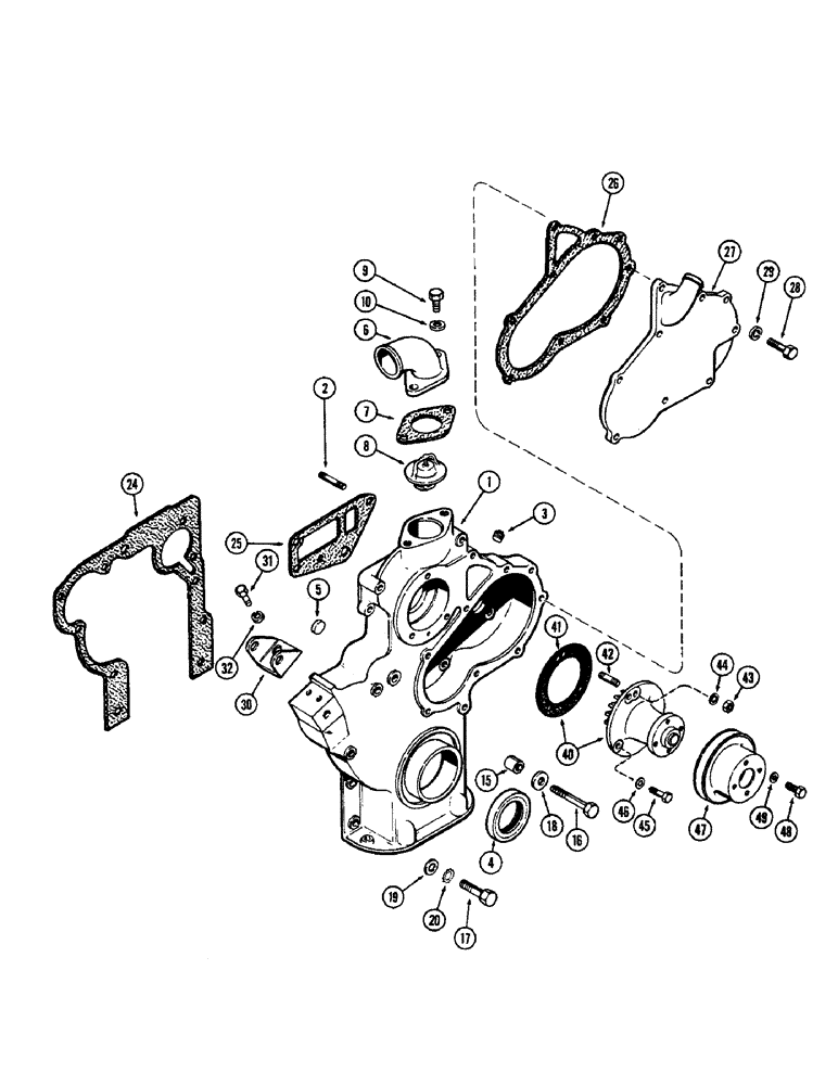 Схема запчастей Case IH 1700-SERIES - (054) - TIMING GEAR COVER, 188 DIESEL ENGINE, USED PRIOR TO ENGINE SERIAL NO. 2728315 (10) - ENGINE