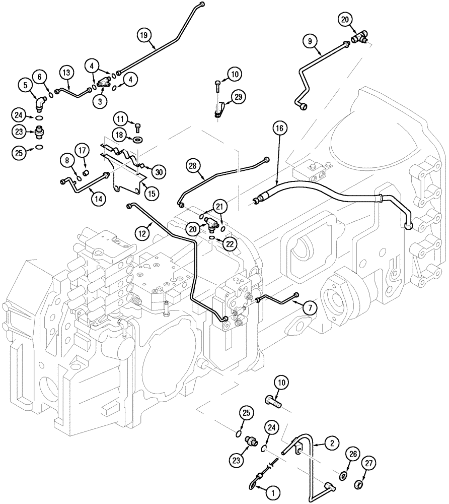 Схема запчастей Case IH MX150 - (08-12) - EXTERNAL LUBRICATION CIRCUIT AND DIPSTICK (35) - HYDRAULIC SYSTEMS