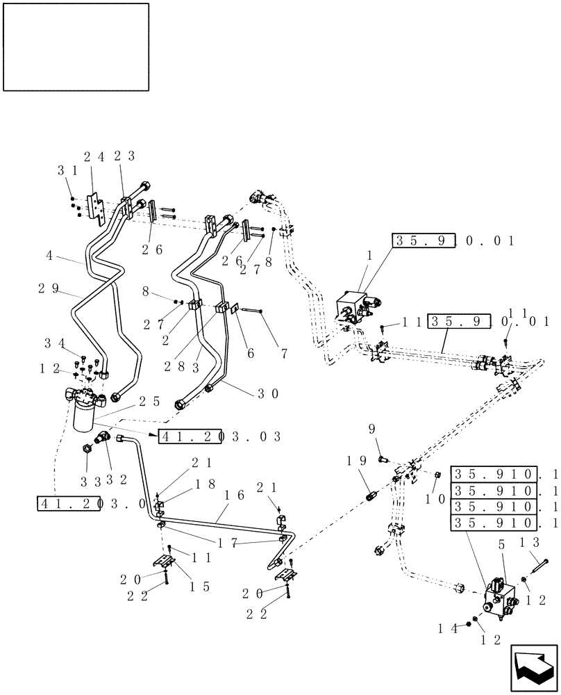 Схема запчастей Case IH 8010 - (35.752.03[03]) - HYDRAULICS, SPREADER AND ROTARY SCREEN DRIVE - PRIOR TO PIN HAJ202001 - 8010 (35) - HYDRAULIC SYSTEMS