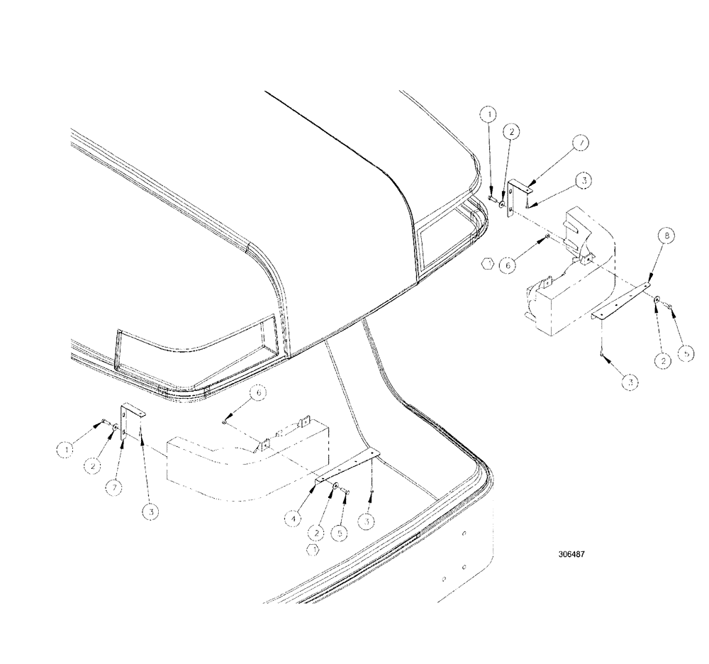 Схема запчастей Case IH SPX3200 - (04-008) - HEADLIGHT MOUNT GROUP (55) - ELECTRICAL SYSTEMS