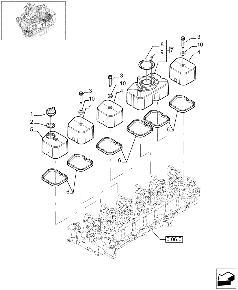 Схема запчастей Case IH F4GE9684B J601 - (0.06.3[01]) - CYLINDER HEAD COVERS (504137527) 