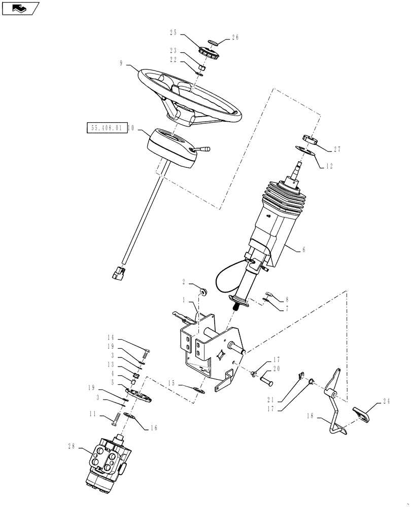 Схема запчастей Case IH 3330 - (41.204.01) - STEERING, CONTROL (41) - STEERING