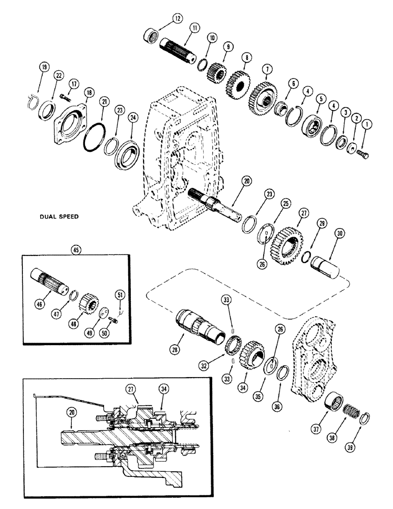 Схема запчастей Case IH 870 - (222) - P.T.O. OUTPUT & IDLER SHAFTS, DUAL SPEED (06) - POWER TRAIN