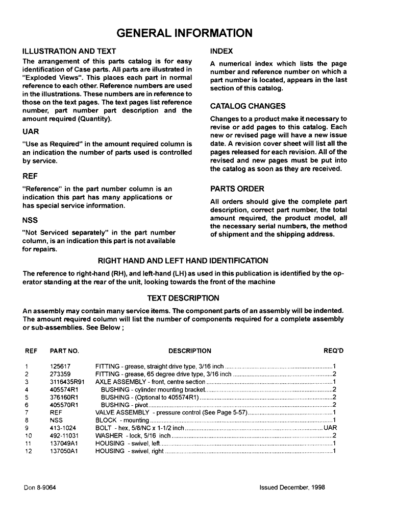 Схема запчастей Case IH 5130 - (0-004) - GENERAL INFORMATION (00) - PICTORIAL INDEX