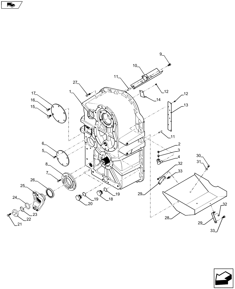 Схема запчастей Case IH QUADTRAC 500 - (21.113.02) - POWER SHIFT TRANSMISSION - REAR HOUSING, YOKES, AND RETAINERS, PS4, 8C AND 8.5C (21) - TRANSMISSION