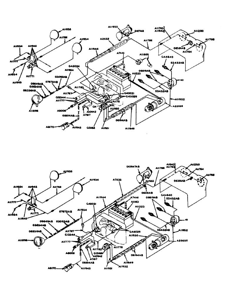 Схема запчастей Case IH 700 - (074) - POWRCEL DIESEL ENGINE, WIRING DIAGRAM FOR MAGNETO IGNITION, FOR ALL BUT LP-GAS (02) - ENGINE