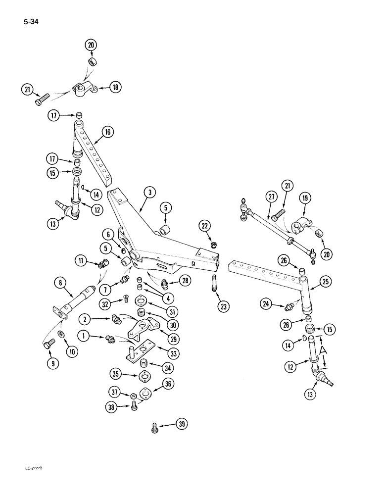 Схема запчастей Case IH 895 - (5-34) - ADJUSTABLE SWEPT BACK FRONT AXLE, 48 TO 80 INCH TRACK (05) - STEERING