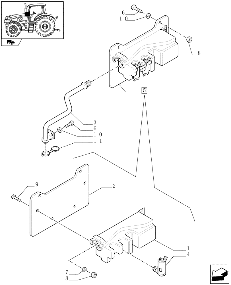 Схема запчастей Case IH PUMA 140 - (1.91.5[01]) - WINDSHIELD WIPER TANK (10) - OPERATORS PLATFORM/CAB
