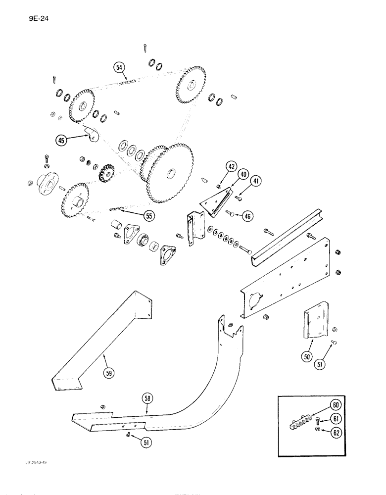 Схема запчастей Case IH 1640 - (9E-24) - GRAIN TANK UNLOADER CHAIN DRIVE, P.I.N. JJC0097103 AND AFTER (CONTD) (17) - GRAIN TANK & UNLOADER