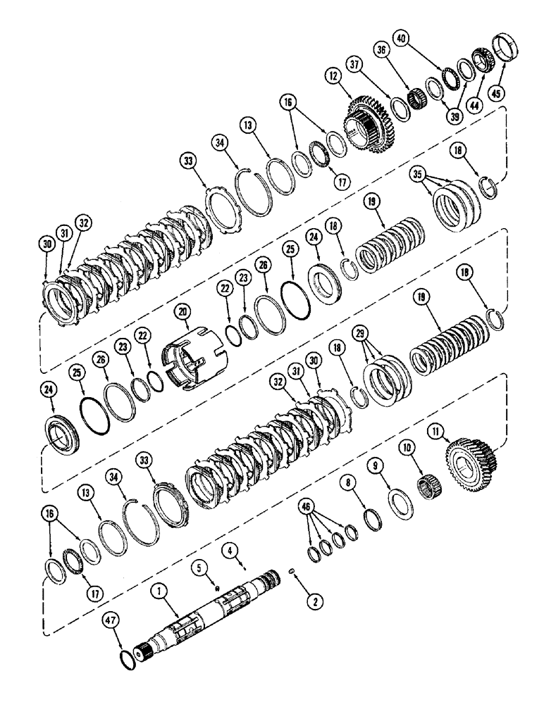 Схема запчастей Case IH 8940 - (6-014) - TRANSMISSION SPEED, OUTPUT SHAFT AND FRONT CLUTCH (06) - POWER TRAIN