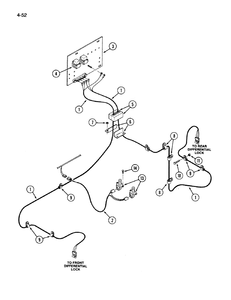 Схема запчастей Case IH 9270 - (4-52) - CONTROL TRACTION DIFFERENTIAL HARNESSES (04) - ELECTRICAL SYSTEMS
