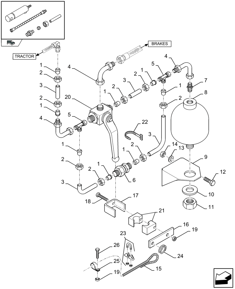 Схема запчастей Case IH LBX332R - (07.03[01]) - EMERGENCY BRAKE SYSTEM, FRANCE (07) - HYDRAULIC SYSTEM
