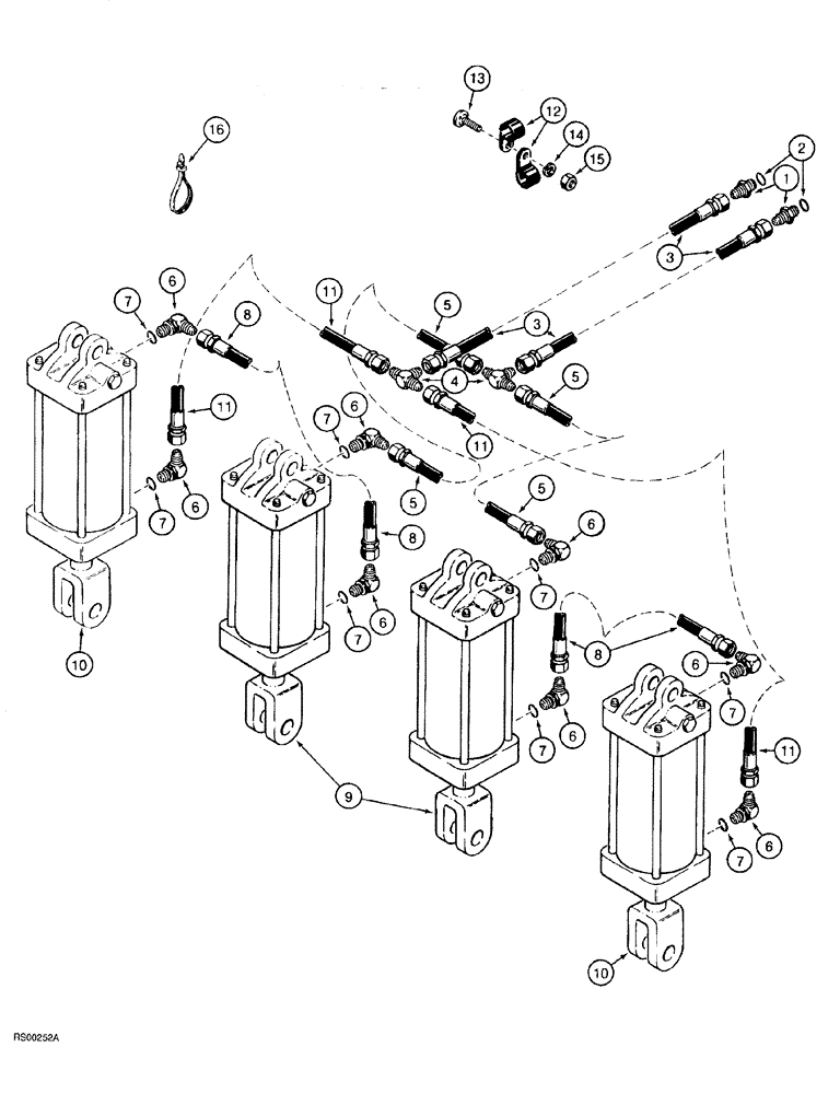 Схема запчастей Case IH 5700 - (8-008) - DEPTH CONTROL HYDRAULIC CIRCUIT, LEVEL LIFT MODELS, VERTICAL & DOUBLE FOLD, 27 FT THROUGH 41 FT WIDE (08) - HYDRAULICS