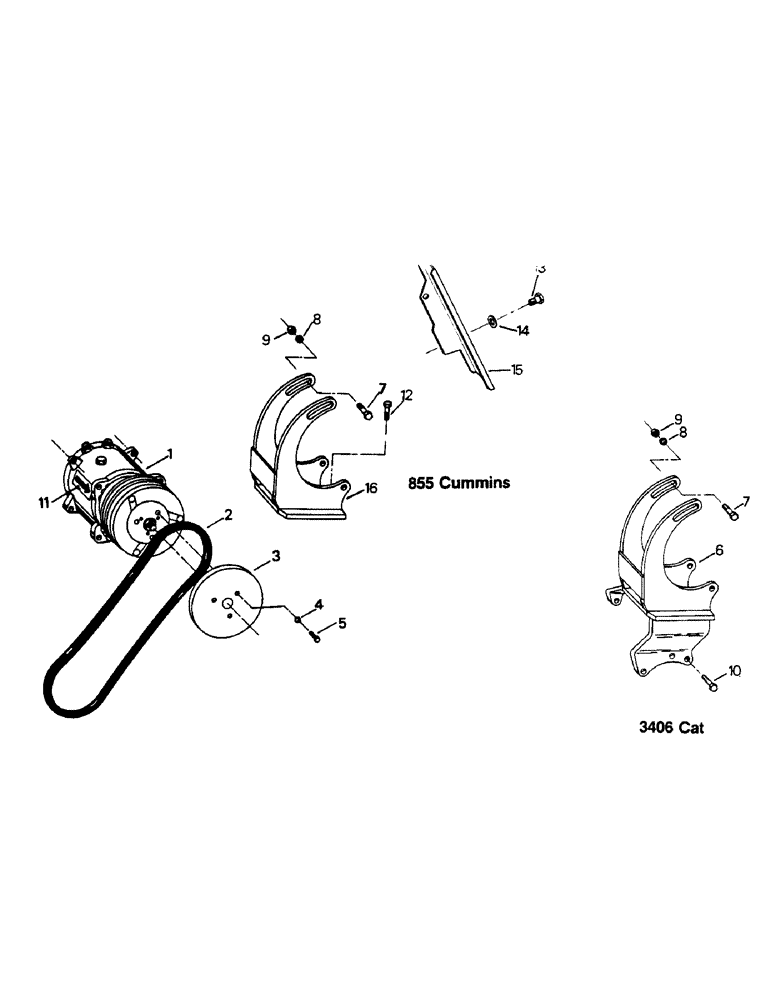Схема запчастей Case IH STEIGER - (03-12) - A/C COMPRESSORS AND MOUNTS, 855 CUMMINS AND 3406 CAT (03) - Climate Control