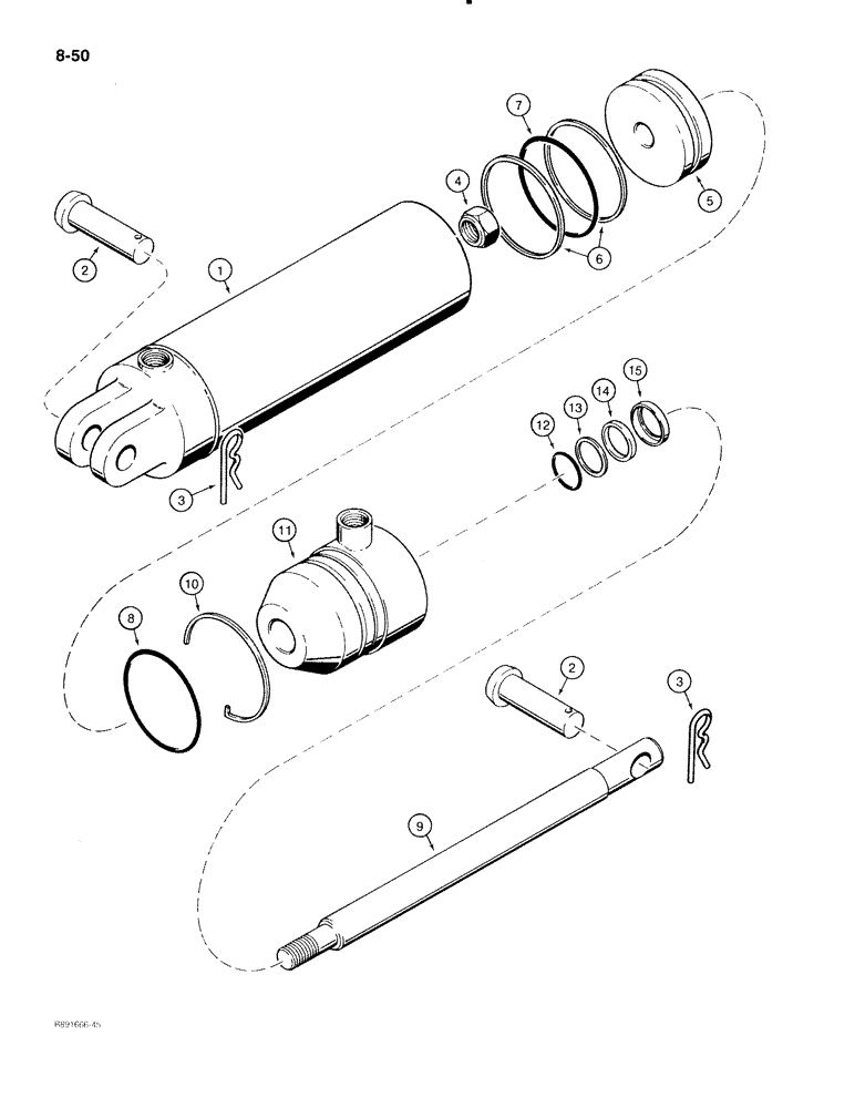 Схема запчастей Case IH 475 - (8-50) - WING LIFT CYLINDER- 62125C91 (08) - HYDRAULICS