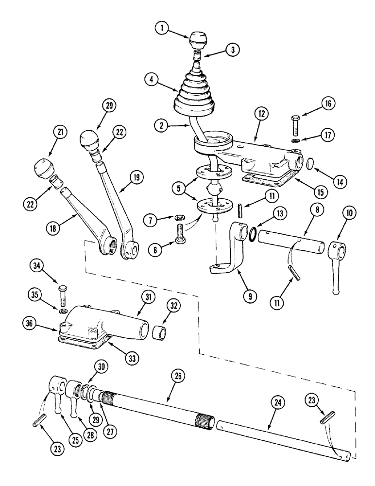 Схема запчастей Case IH 1394 - (6-194) - GEAR SHIFT LEVERS, SYNCHROMESH, TRACTORS WITHOUT CAB (06) - POWER TRAIN