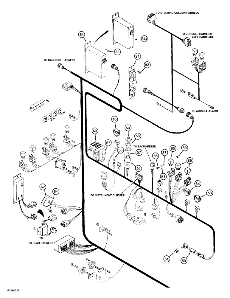 Схема запчастей Case IH 2022 - (4-12) - CONSOLE HARNESS, RIGHT-HAND SIDE, WITH SEPARATE OPERATORS PRESENCE SWITCH HARNESS WITH AUDIBLE ALARM (06) - ELECTRICAL SYSTEMS