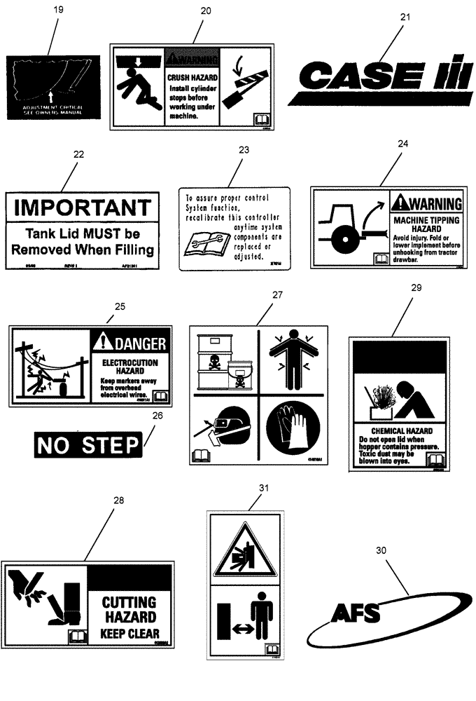 Схема запчастей Case IH 1200PT - (E.60.A[02]) - DECALS / TOOLS E - Body and Structure