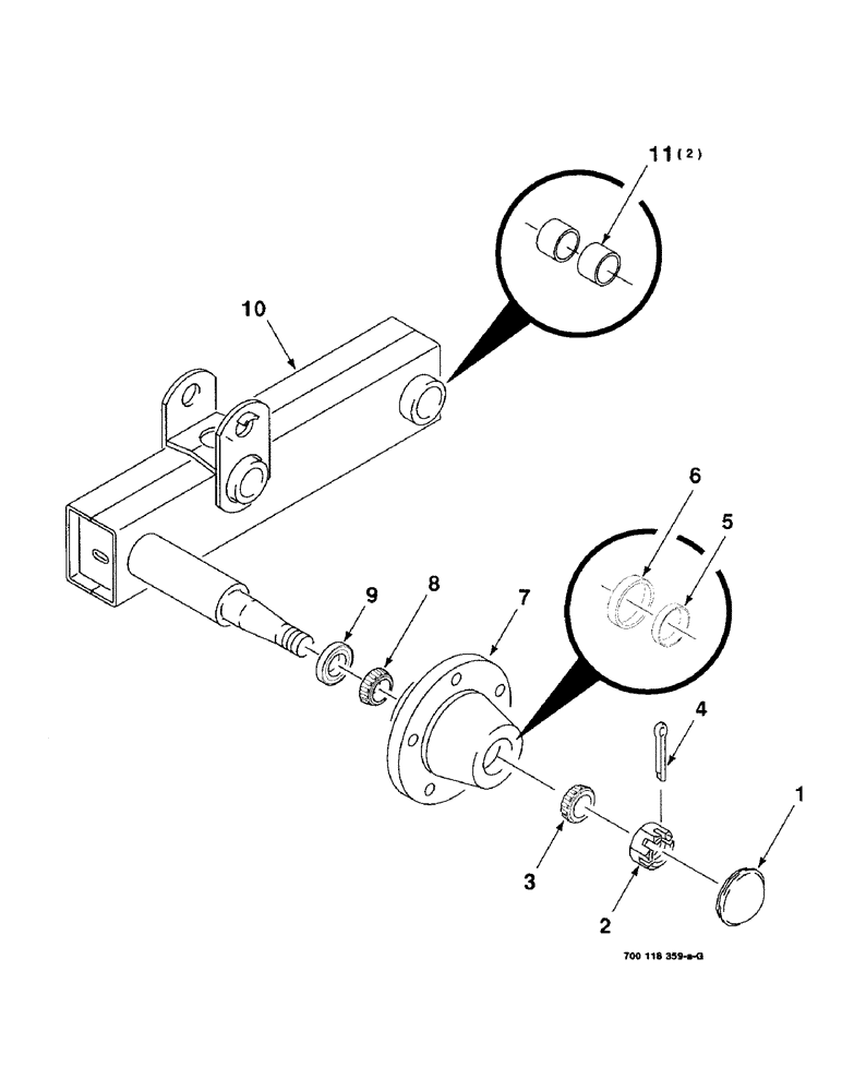 Схема запчастей Case IH 8340 - (7-10) - HUB, AXLE & STRUT ASSEMBLY, RIGHT (58) - ATTACHMENTS/HEADERS