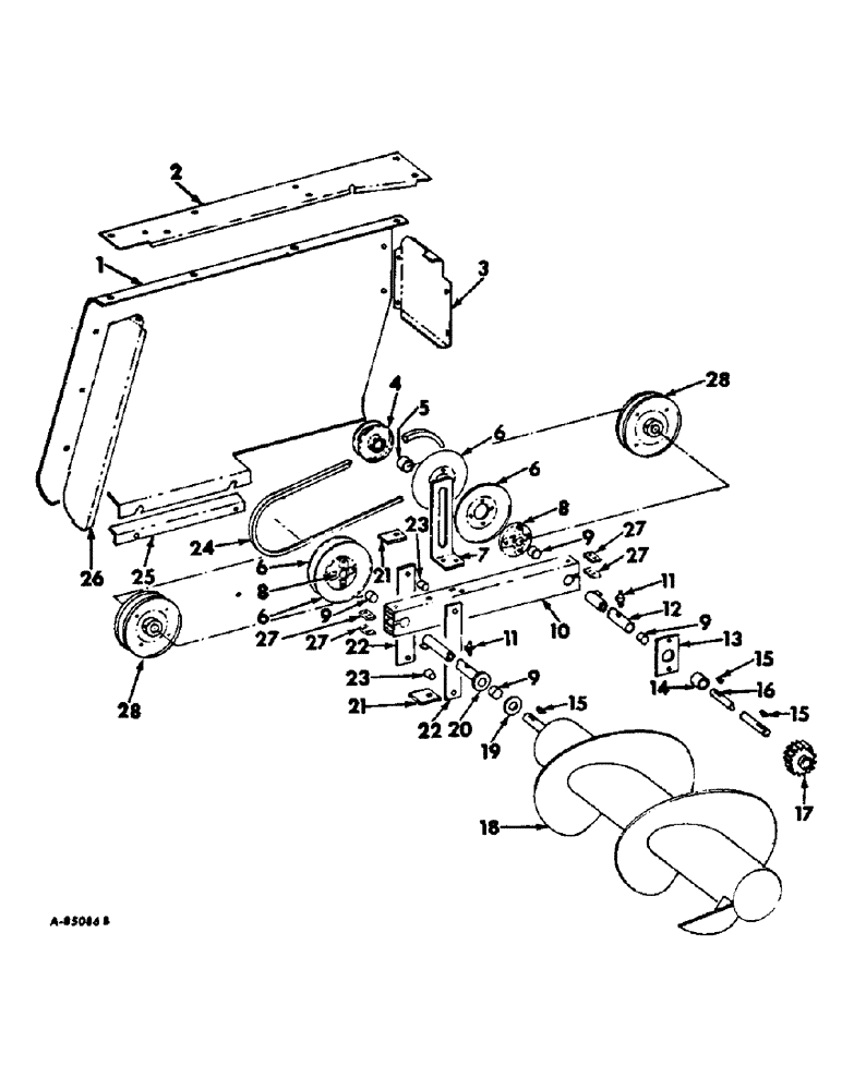 Схема запчастей Case IH 430 - (E-12) - AUGER AND AUGER DRIVE SUPPORT 