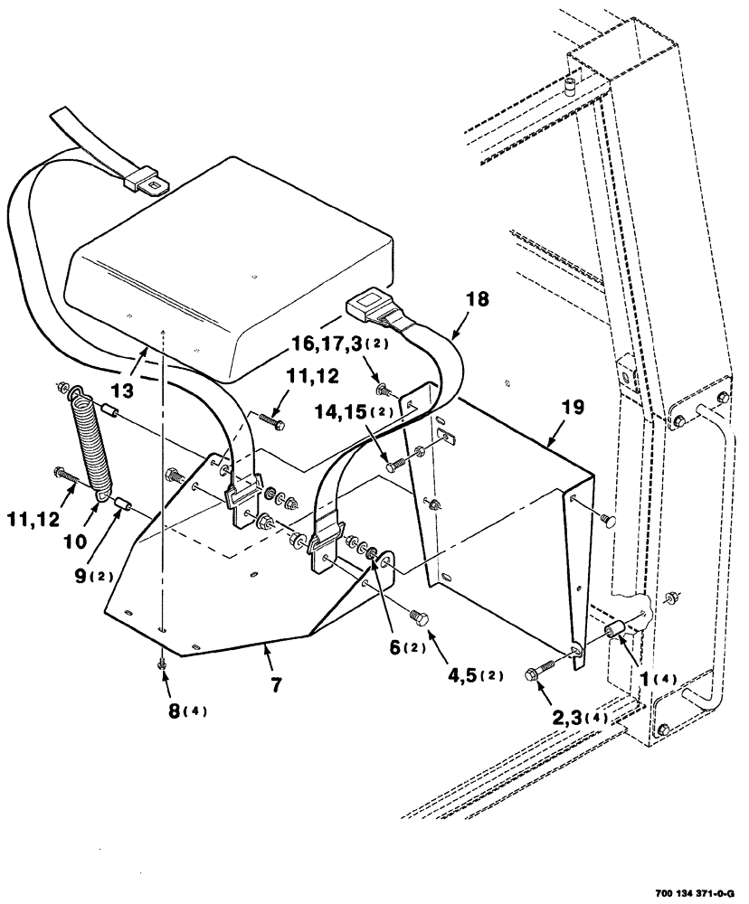 Схема запчастей Case IH 8880 - (07-036) - AUXILIARY SEAT ASSEMBLY (90) - PLATFORM, CAB, BODYWORK AND DECALS
