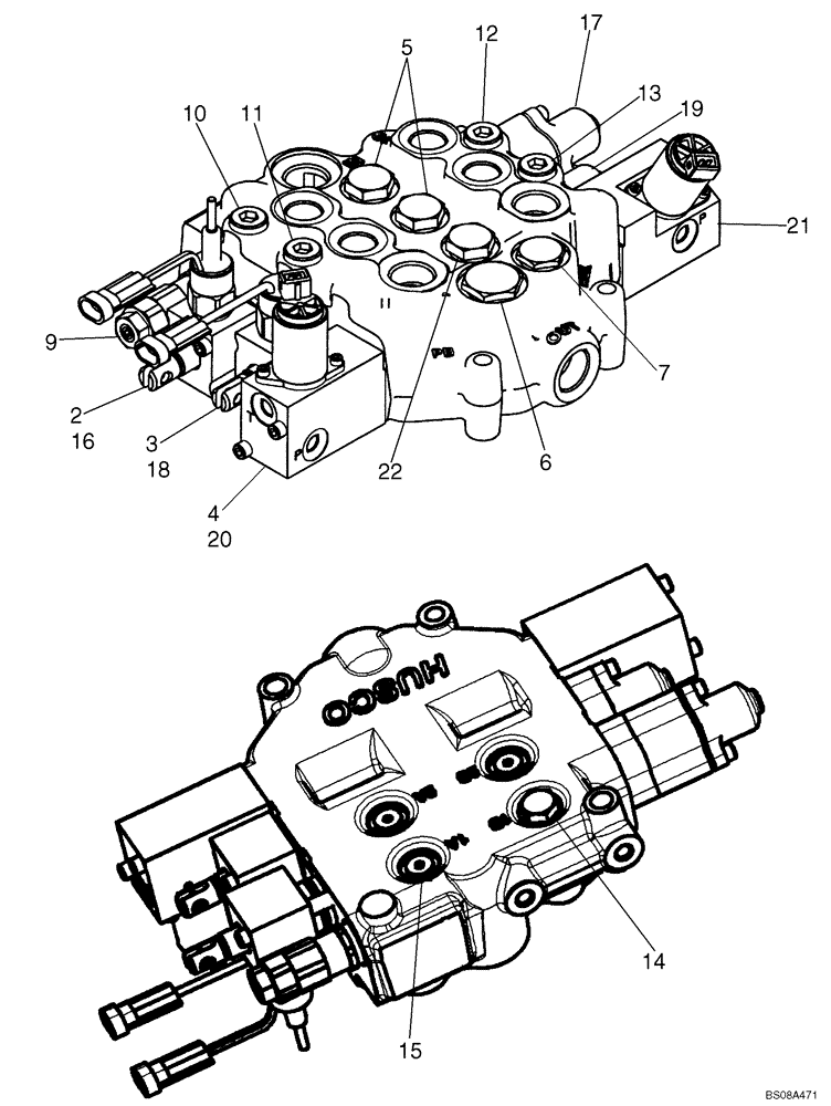 Схема запчастей Case IH 465 - (08-21C) - CONTROL VALVE - 87583287 VALVE ASSY (08) - HYDRAULICS