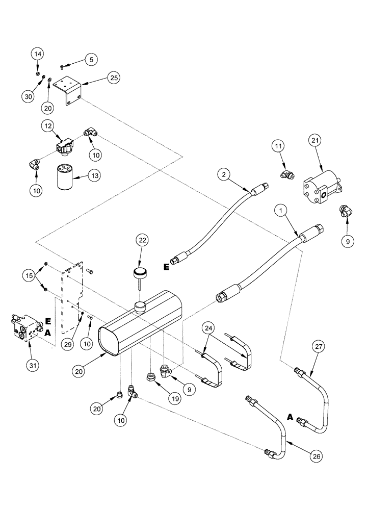 Схема запчастей Case IH 955 - (8-162) - RESERVOIR ASSEMBLY, AFS PLANTER, 12 ROW AND 16 ROW NARROW (08) - HYDRAULICS